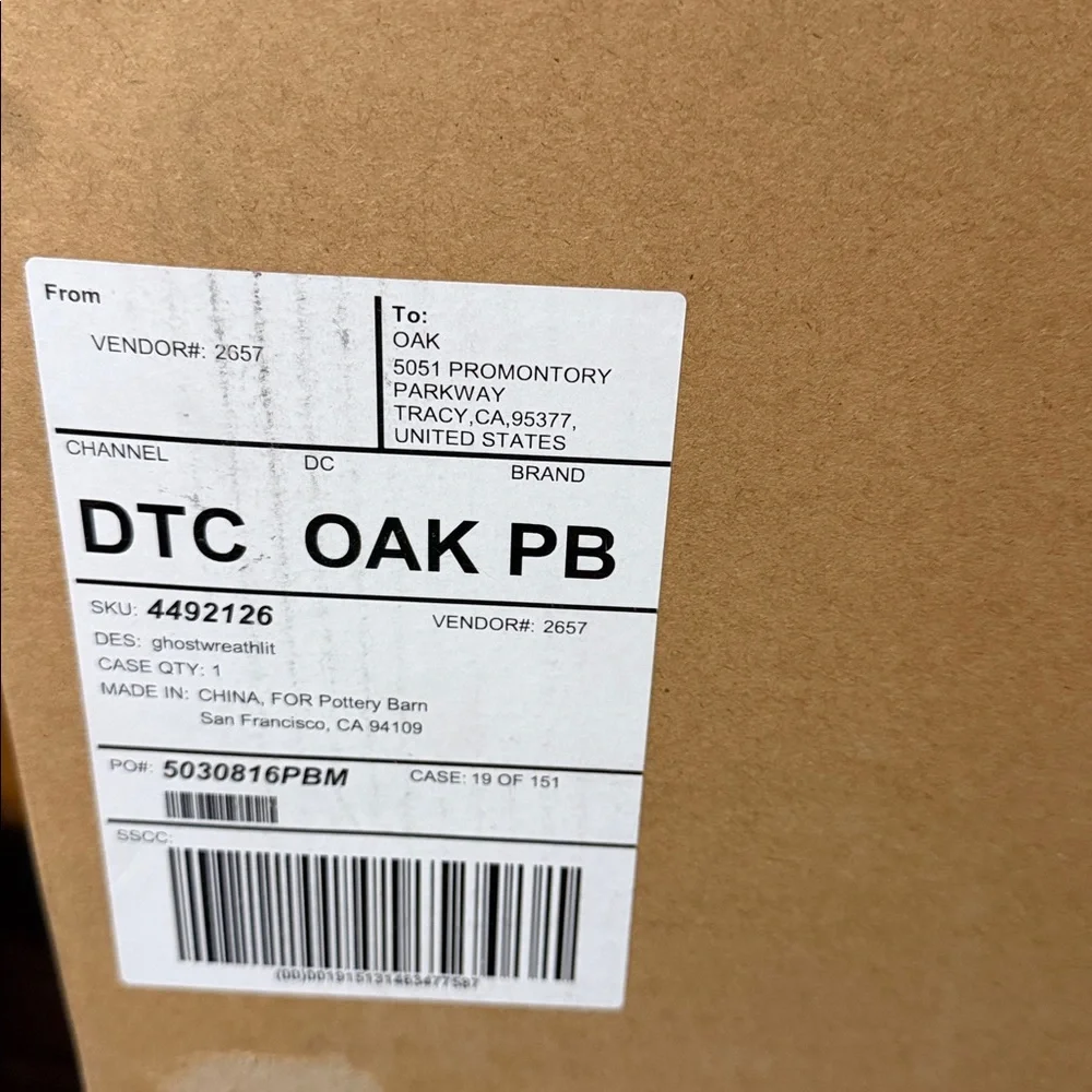 Pottery Barn Ghost 👻 Lit Wreath BNIB